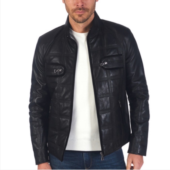 Mens Black Leather Jacket - Picture 1 of 4